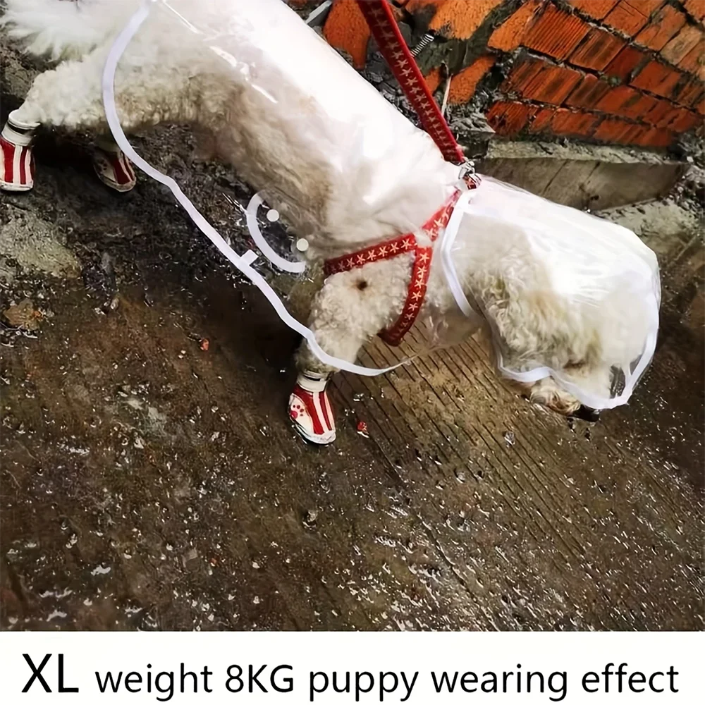 Transparent Water Resistant Dog Raincoat With Adjustable Belly Strap