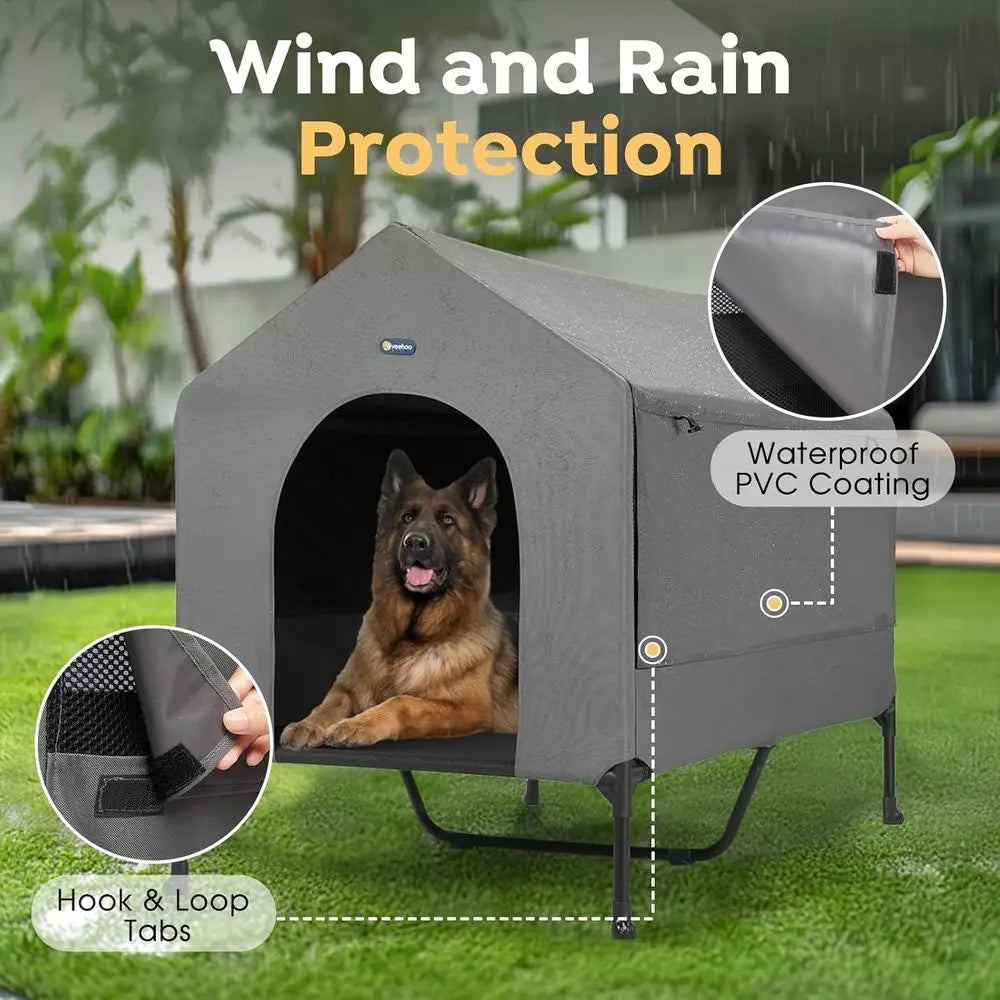 2-In-1 Outdoor Indoor Dog House And Cot Bed Shelter