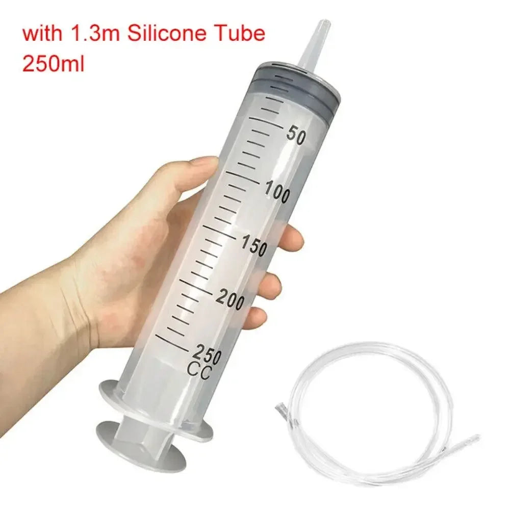 1pc 150ml-500ml Large Capacity Syringe Syringes Reusable Pump Measuring 1.3m Tube Feeding Ink Big Syringe Hydroponics Nutrient