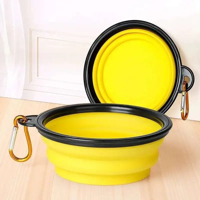 New 2 in 1 Collapsible Dog Travel Bowl Double Bowls Folding Food Water Bowl Portable Hangable Dog Feeder for Outdoor Dog Product