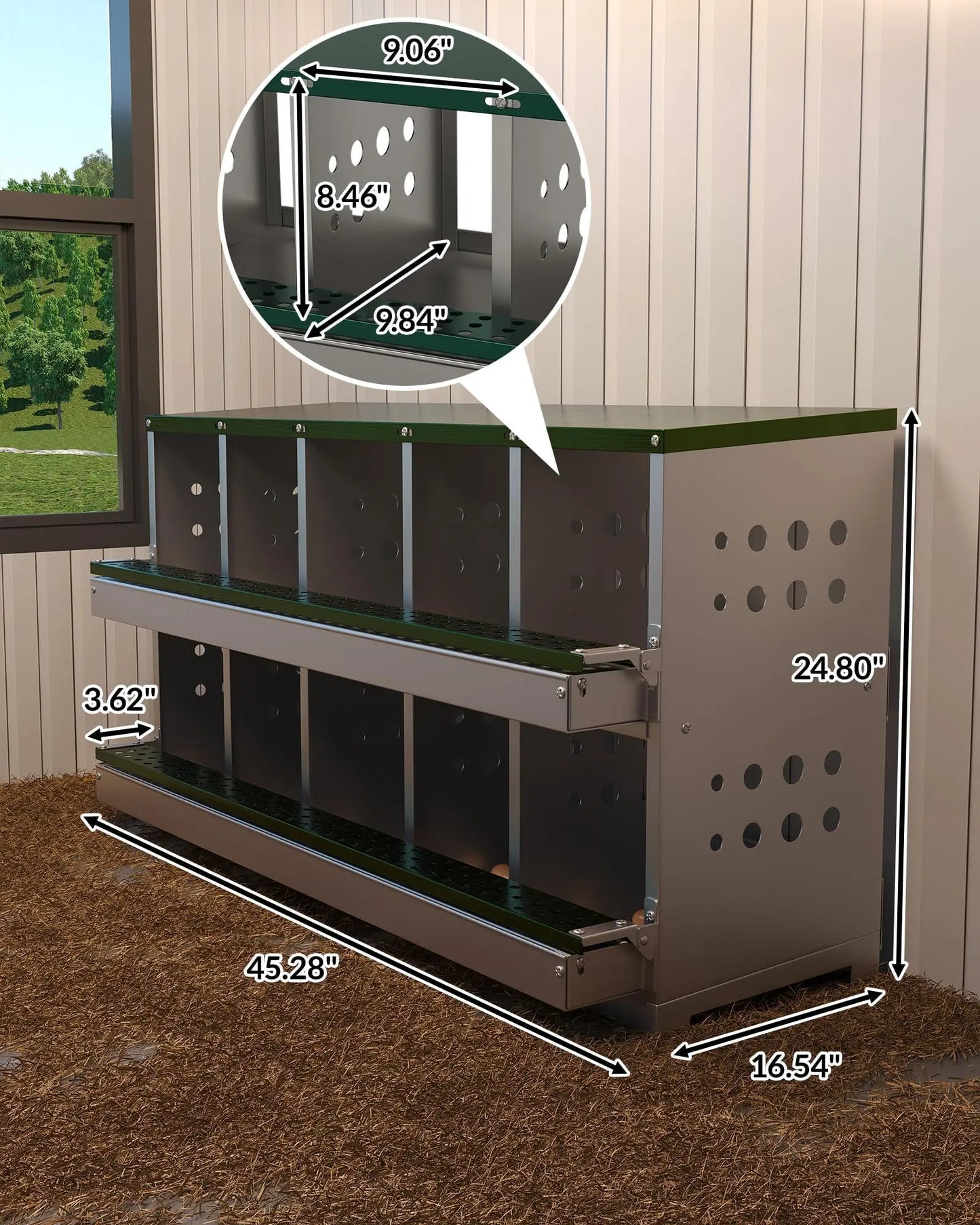 Galvanized Steel 2 Layer Chicken Nesting Boxes With Vent
