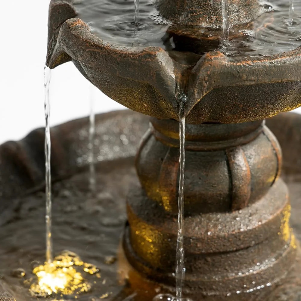 3 Tiered Outdoor/Indoor Water Fountains, 42.2 in. Tall, Like Stone Bird Bath for Outside, Elegant Waterfall Feature