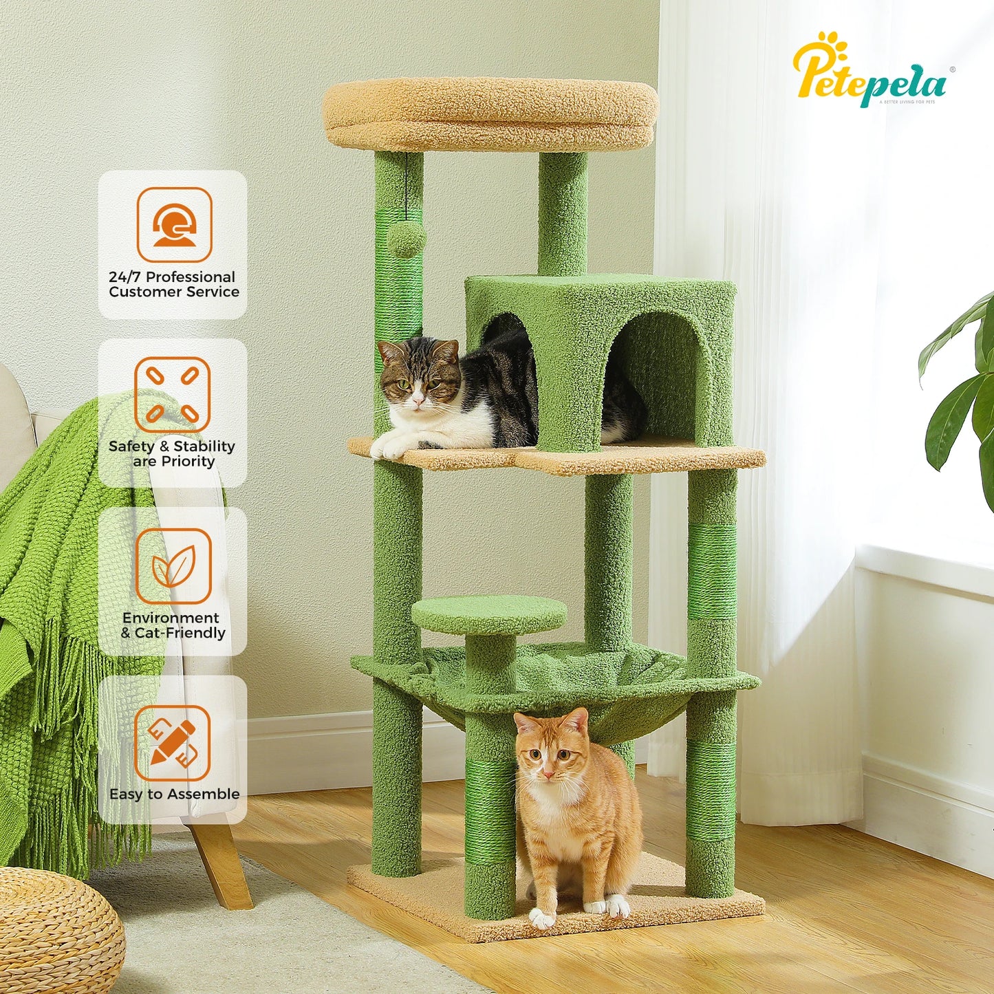 PETEPELACN Cat Tree Indoor 5-Tier Cat Tower With Metal Frame