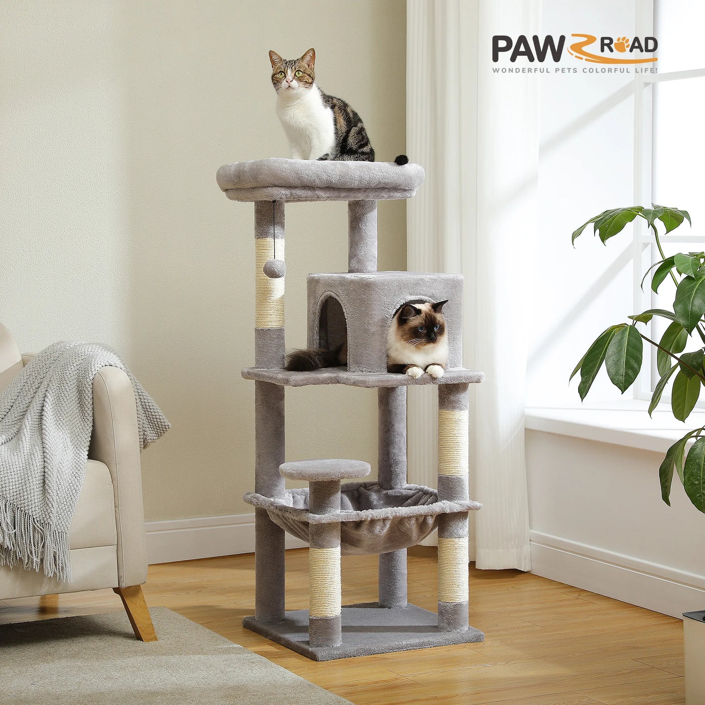 PETEPELACN Cat Tree Indoor 5-Tier Cat Tower With Metal Frame