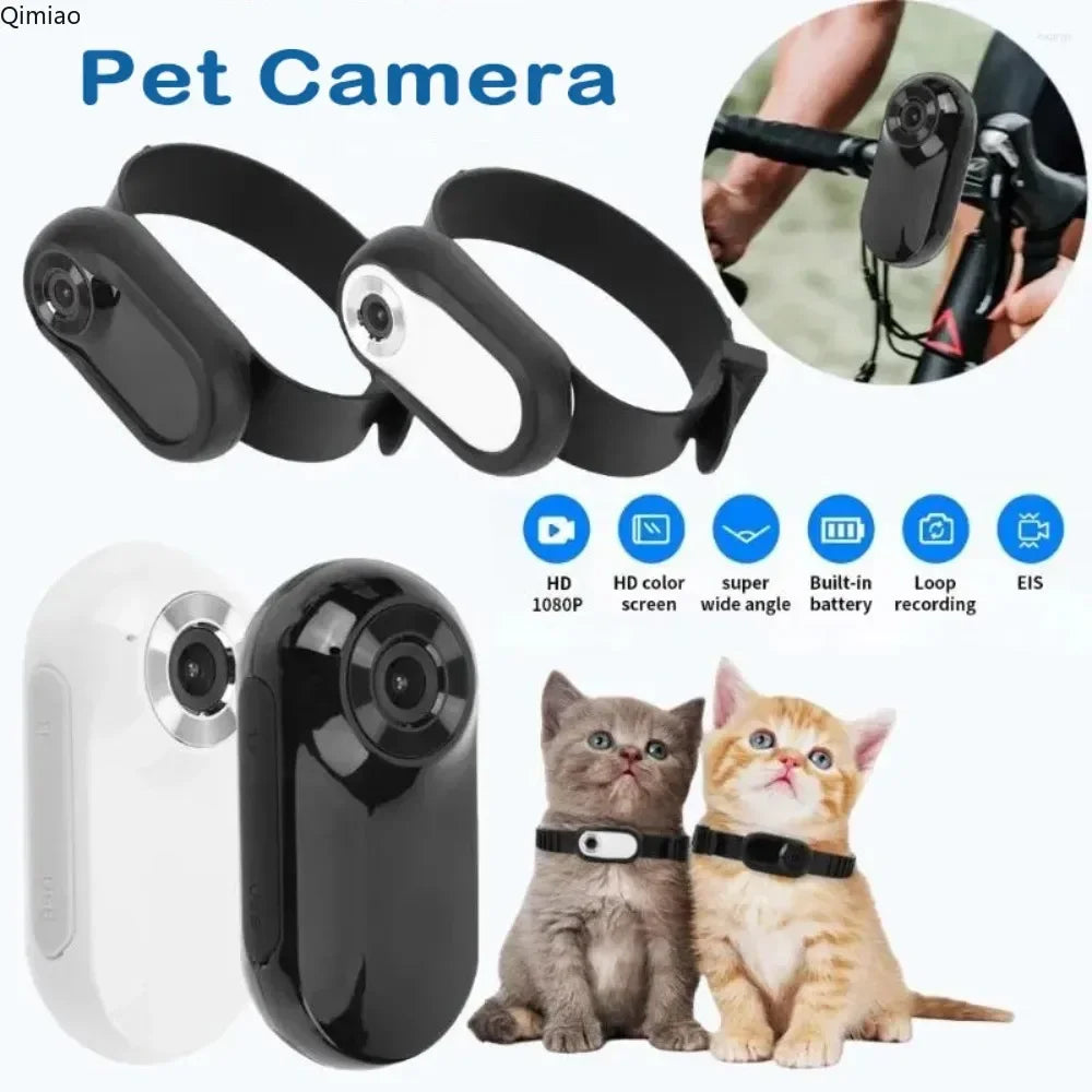 LISMCN Portable Pet Camera 1080p HD Detachable Collar Cam