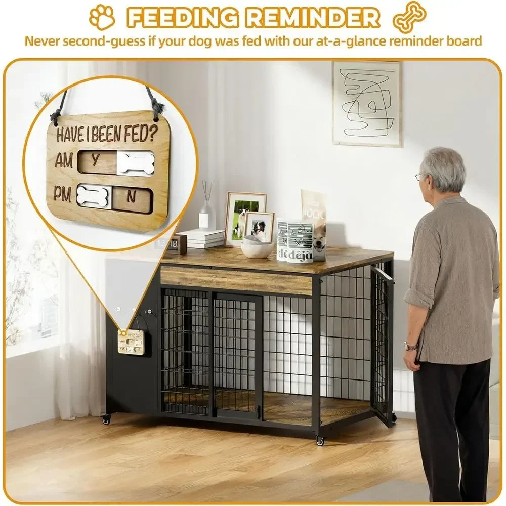 Indoor Dog Crate End Table With Sliding Door Kennel