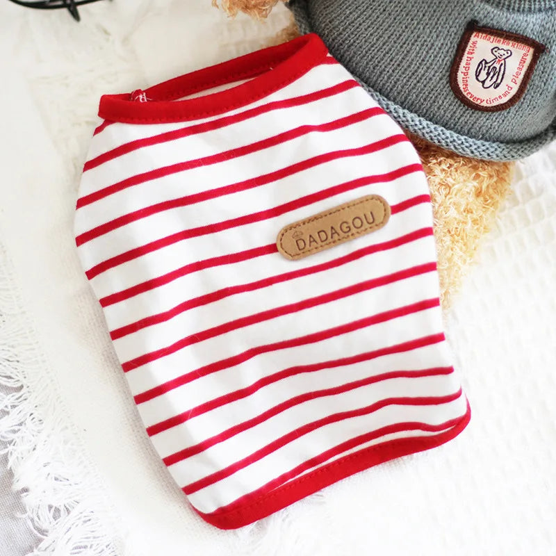Classic Stripe Sleeveless Pet Vest Breathable Summer Outfit