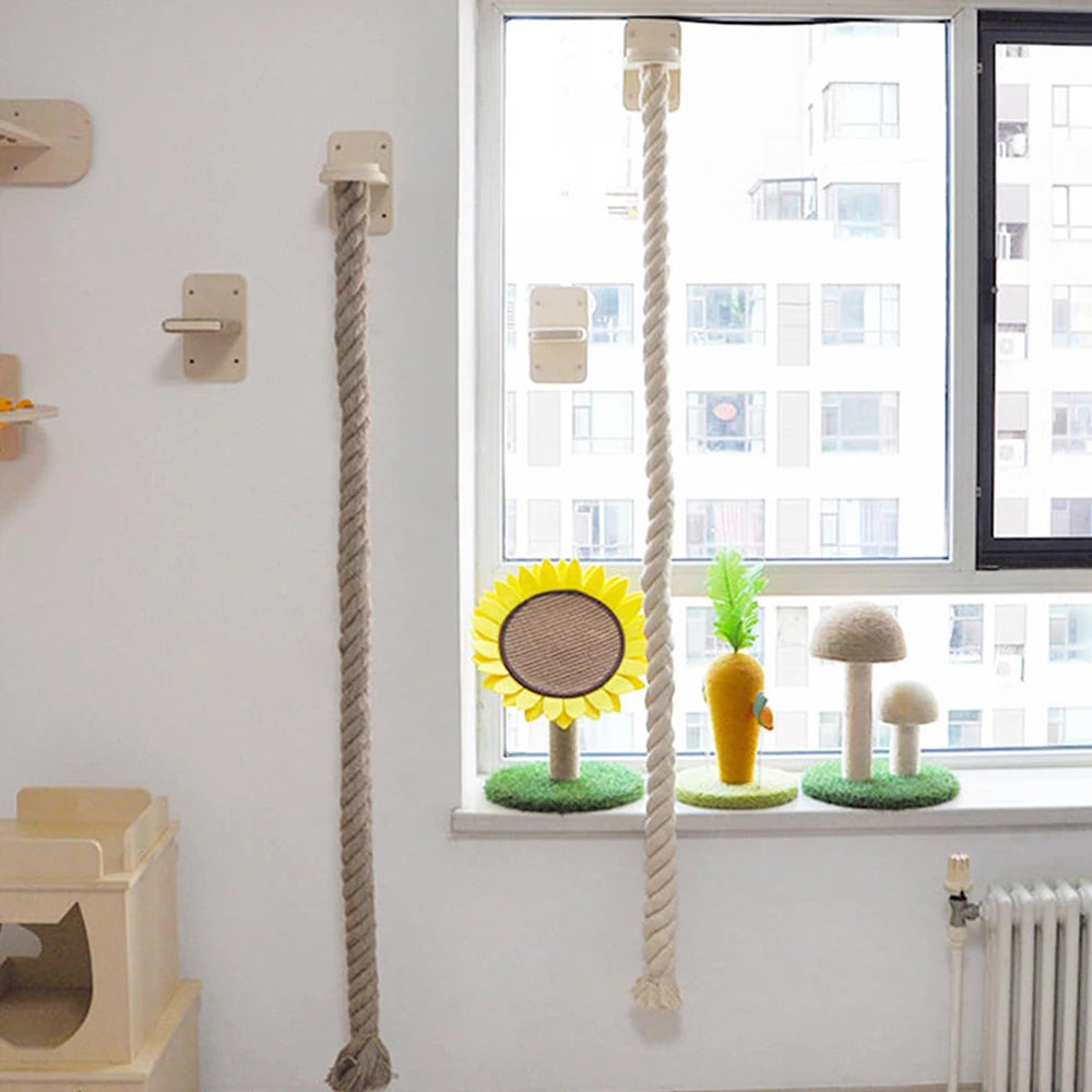 PETRAVELCN Cat Climbing Shelf and Rope Tree Wall Scratching Post