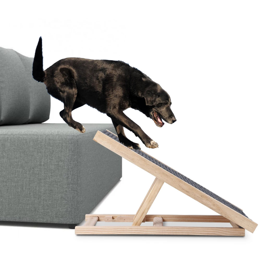 HiMISSDog Wooden Dog Ramp With Adjustable Height Folding Portable