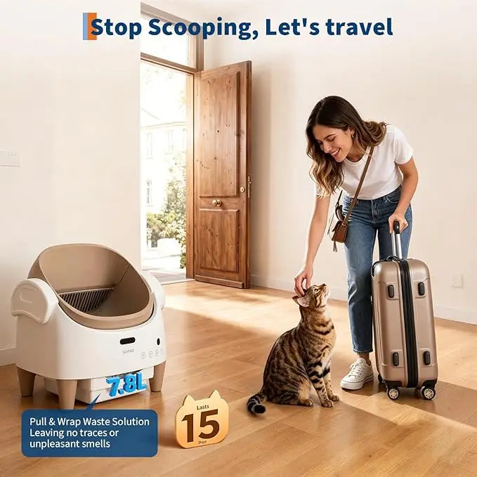 Automatic Cat Litter Box Top-Open Self Cleaning Cat Litter Box with 15-Layer Safety Protection, Smart App Control, Large Capacity Friendly Electric Litter Box