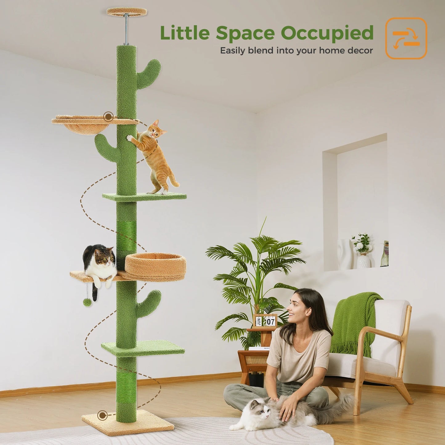 PEQULTICN Adjustable Cactus Cat Tree Indoor Tower Sturdy
