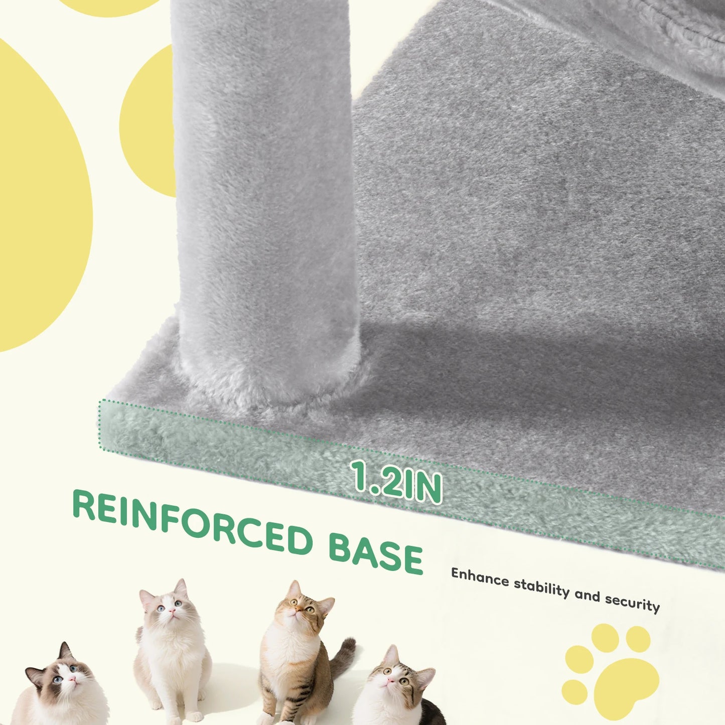 JHK Cat Tree Four-Tier Multi-Cat Climbing Tower With Sisal Posts
