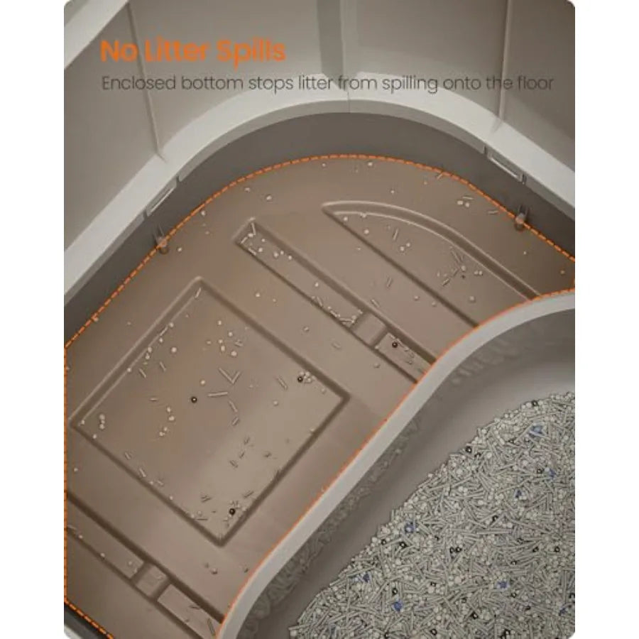 Cat Litter Box with Lid, XL Enclosed Litter Box with Slide-Out Tray, Scoop, Brush, Anti-Tracking, for Cats of Different Sizes,