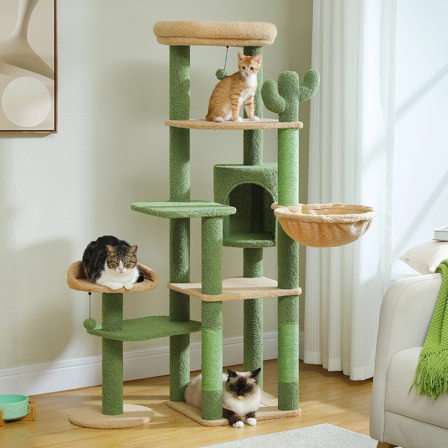 PEQULTICN Multi Level Cat Tree With Scratching Posts Five Tiers