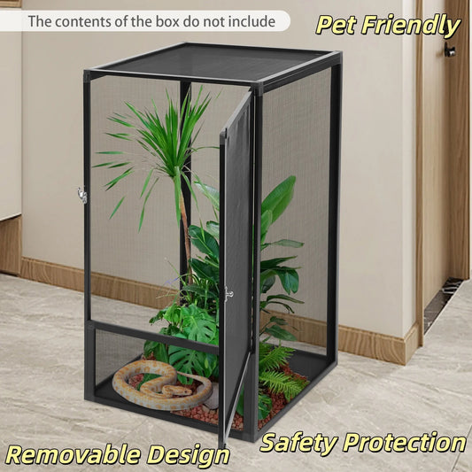 Aluminum Reptile Feeding Box And Net Habitat Enclosure For Chameleons