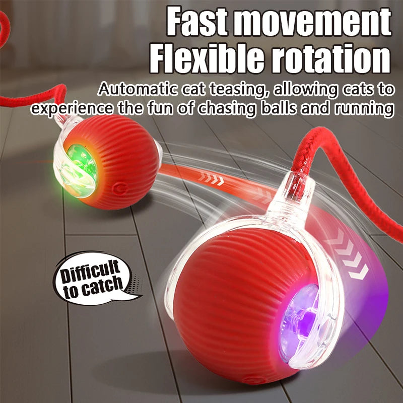 Smart Cat Toy Automatic Rolling Ball Rechargeable Interactive Fake Tail