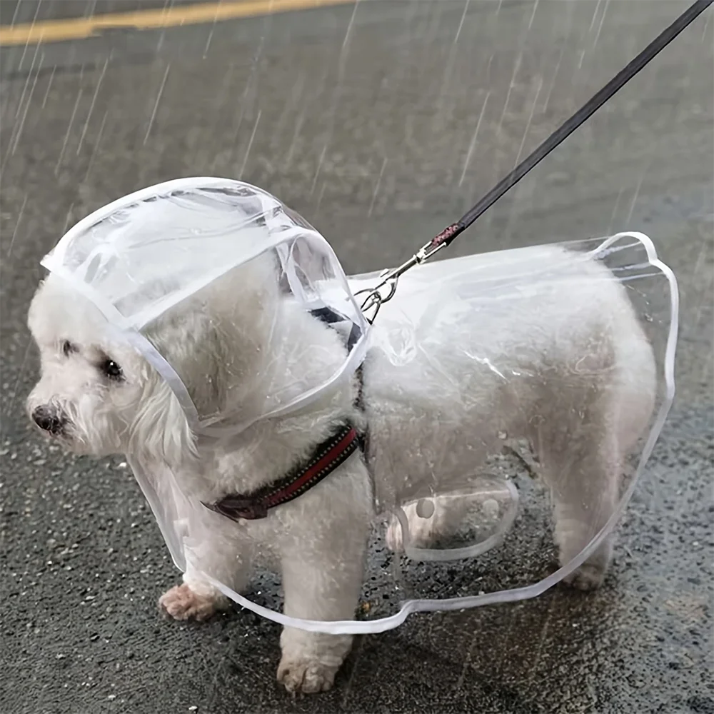 Transparent Water Resistant Dog Raincoat With Adjustable Belly Strap