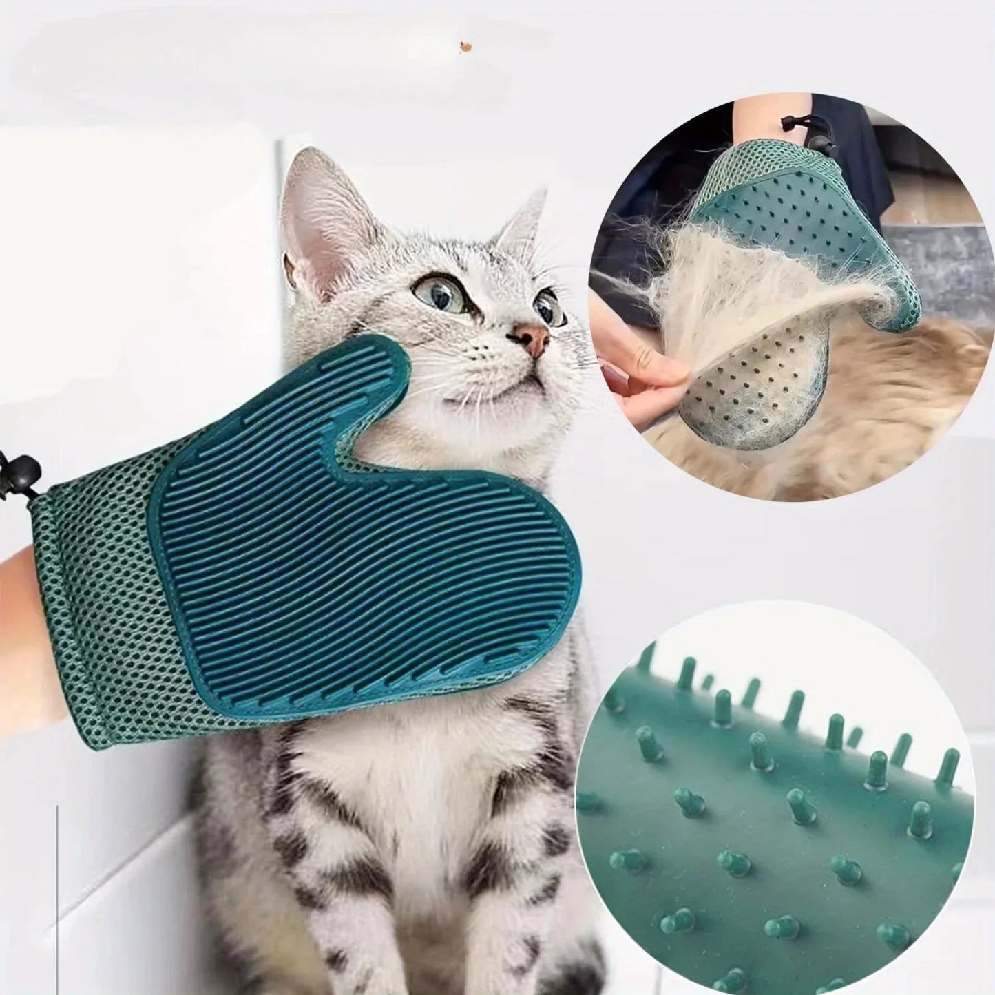 1pc 2 in 1 Cat Hair Glove & Pet Fur Remover Glove, Dog Grooming Glove Brush for Shedding, Pet Hair Remover Mitt for Cleaner
