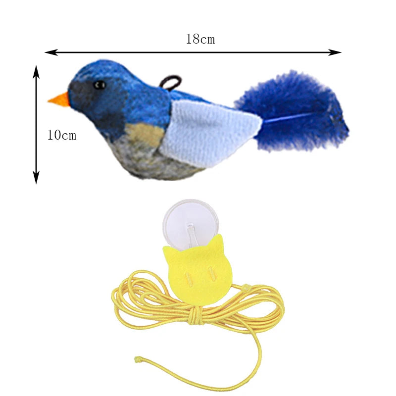 Lifelike Bird Plush Cat Toy Teaser With Feather For Kitten