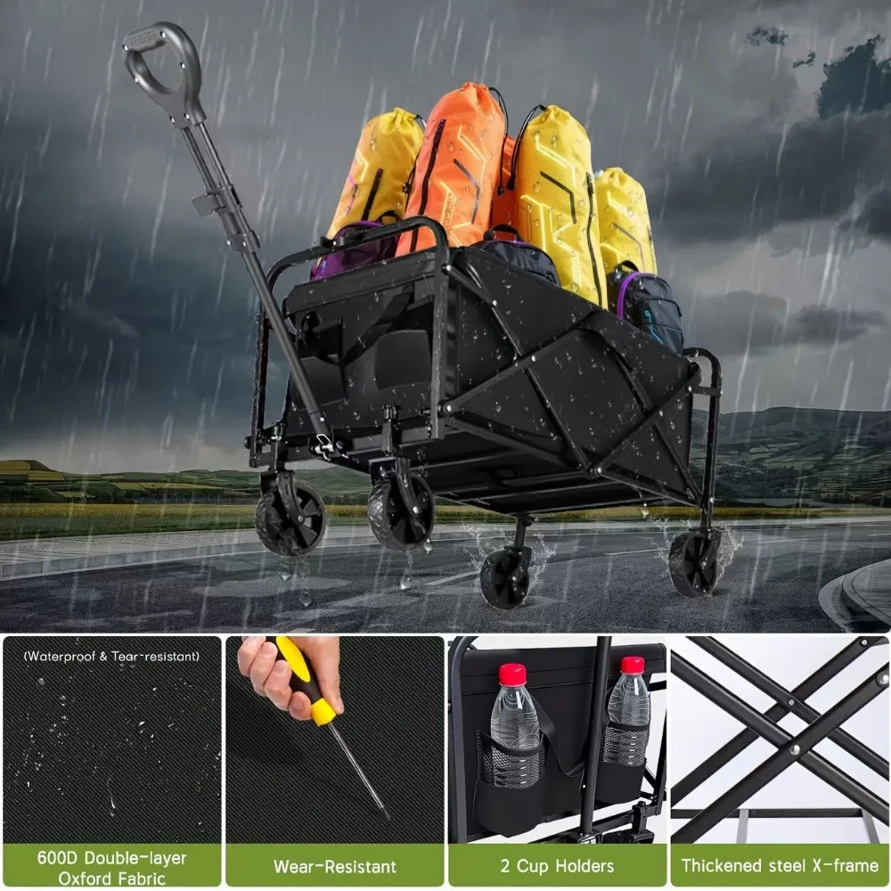 Heavy-Duty All-Terrain Folding Cart For Camping With Stainless Steel Frame