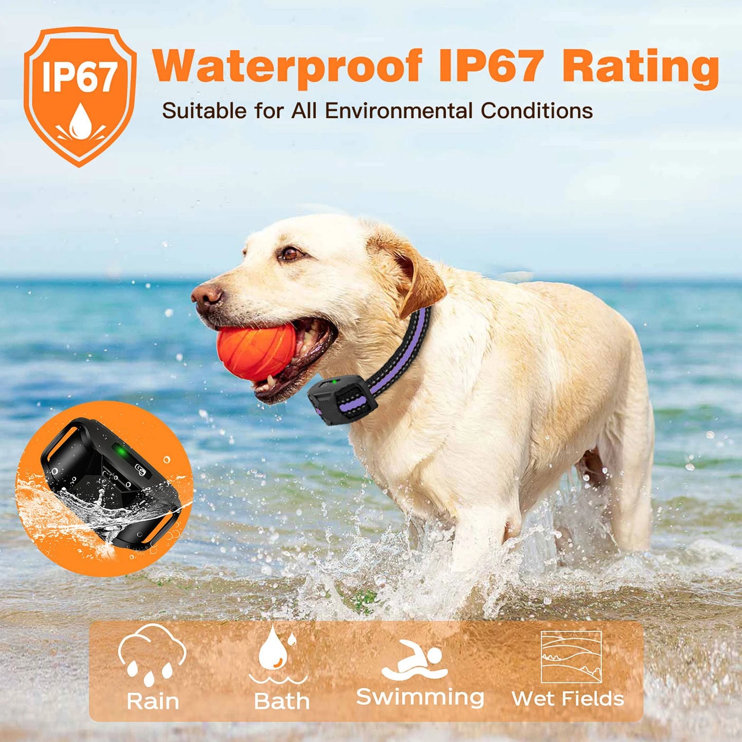 3300Ft Electric Dog Training Collar Remote Control Waterproof Pet BehaviorFor 5-120lbs Puppy With Vibration Shock Beep