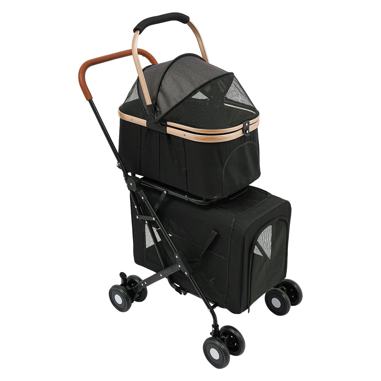 Bymaocar Foldable Pet Stroller For Small And Medium Dogs 2 Tiers 35kg