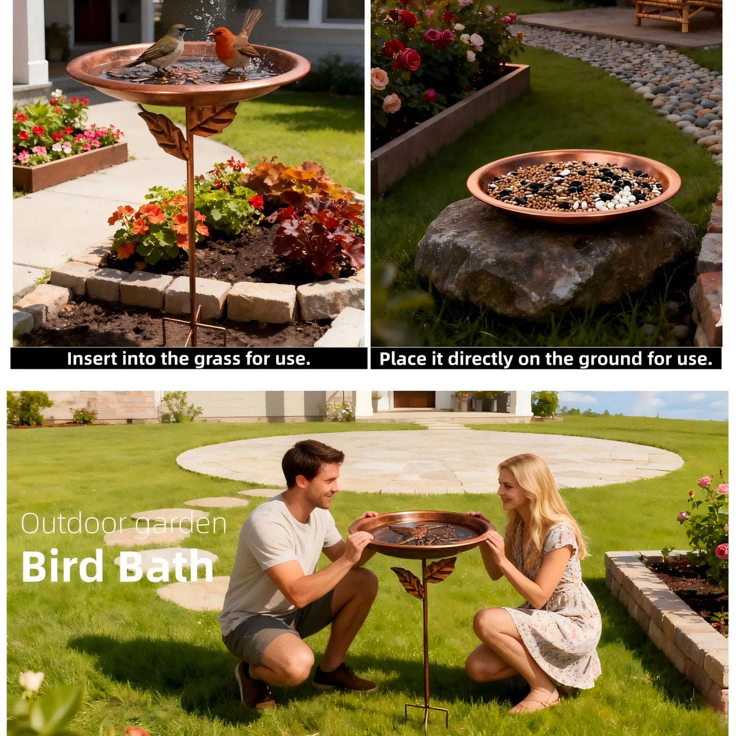 Rustproof Vintage Iron Bird Bath Waterer For Chickens And Hummingbirds