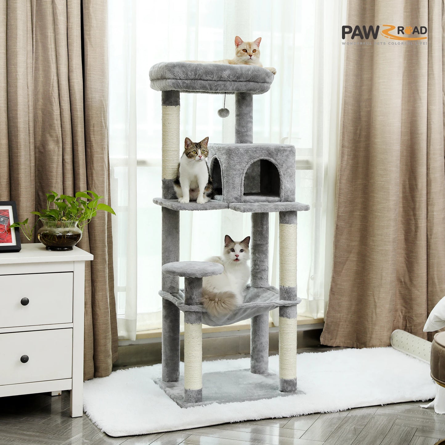 PAWZ Road Five Level Cat Tree With Scratching Posts