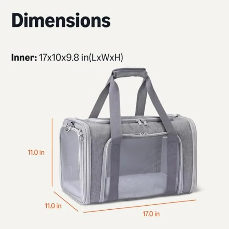 Soft Cat and Dog Carrier with Adjustable Shoulder Strap, Airline-Approved, Foldable and Portable Design, Mesh Ventilation, Fold