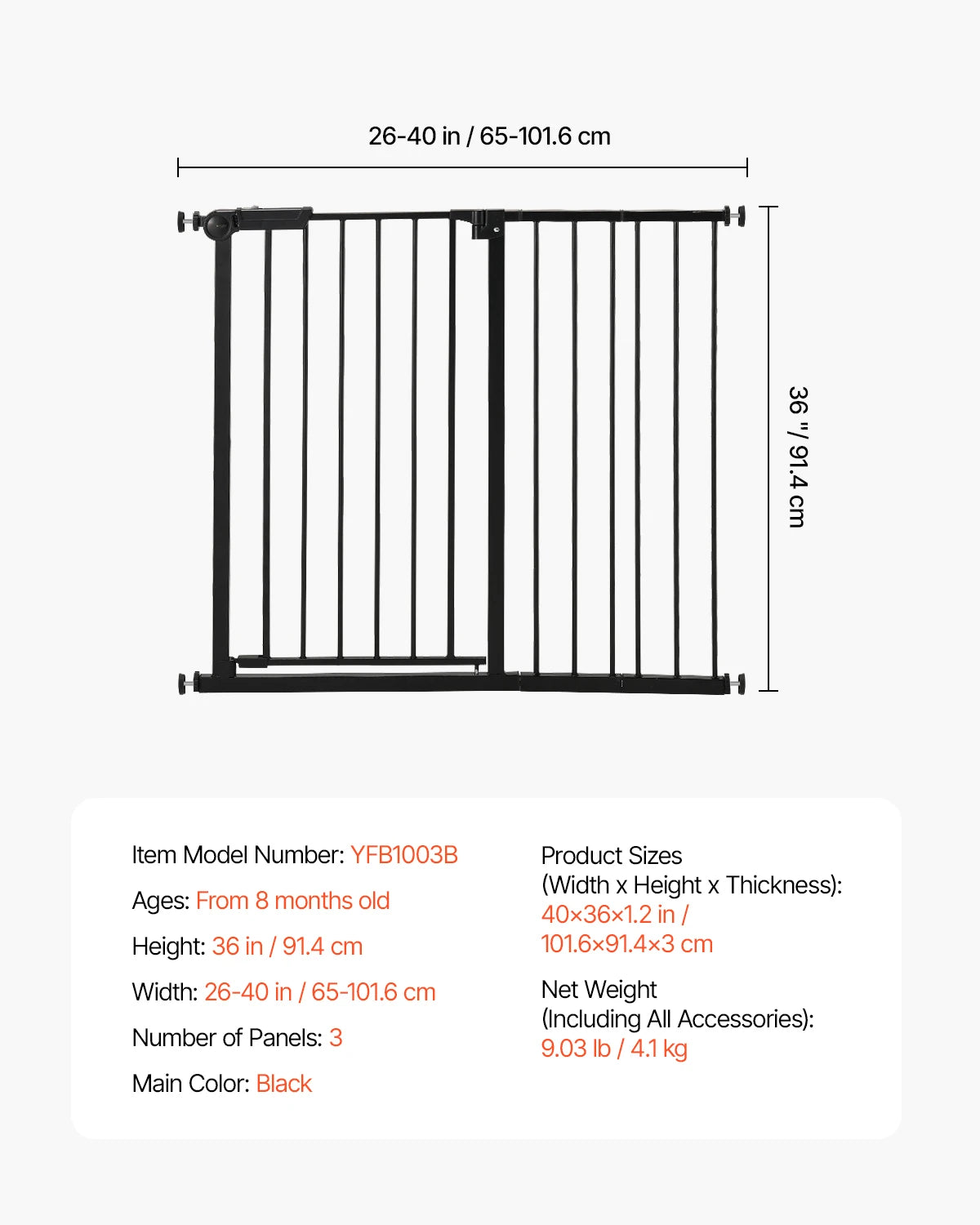 SucceBuy Baby Gate Pressure Mount Walk Through Pet Gate