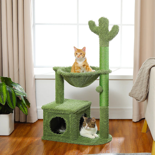 PEQULTICN Cactus Cat Tree With Condo Hammock Ball Scratcher