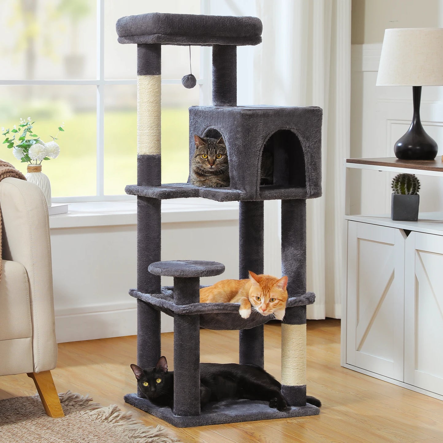 PEQULTICN 5-Level Cat Tree With Perch And Hammock