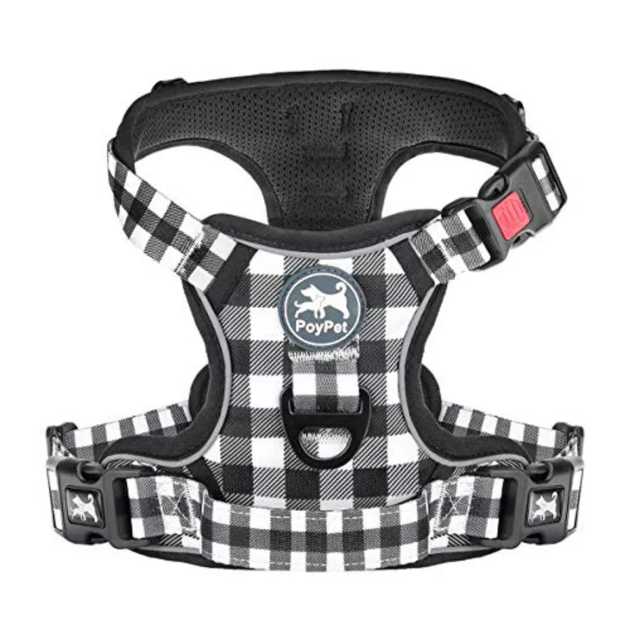 Pull Dog Harness, Choke Front Lead Dog Reflective Harness, Adjustable Soft Padded Pet Vest with Easy Control Handle for Small t