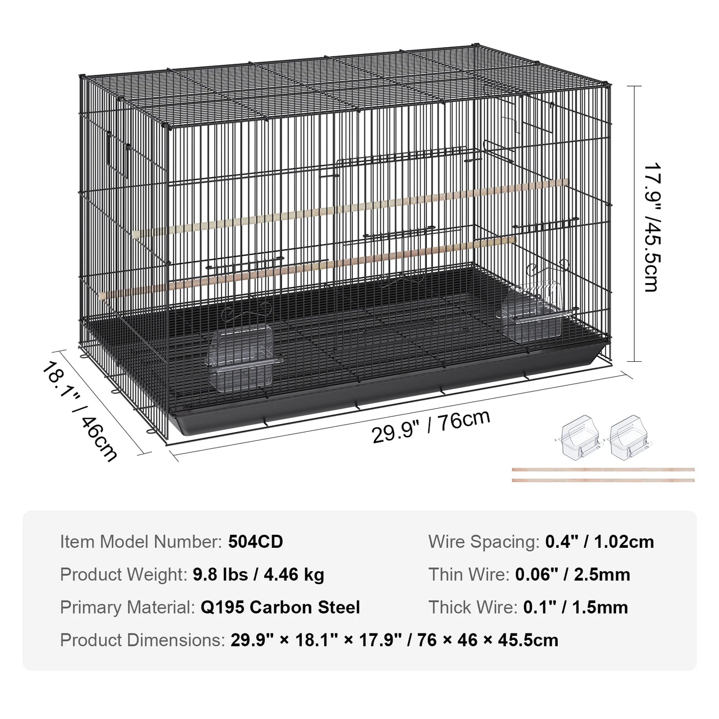 SucceBuy Pet Bird Cage With Rolling Stand Tray For Cockatiels