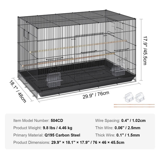 SucceBuy Pet Bird Cage With Rolling Stand Tray For Cockatiels