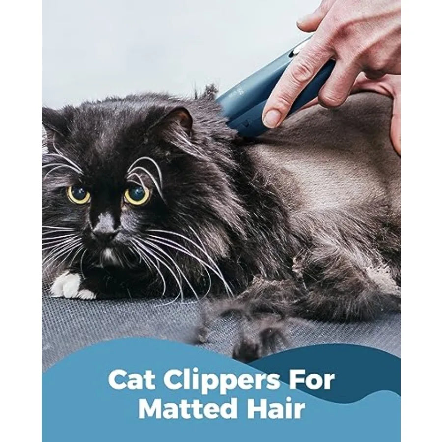 Pet Clipper for Cat Matted Hair, Pet Shaver for Cats Quiet Pet Clippers Waterproof Cordless Cat Clippers for Matted Long Hair w