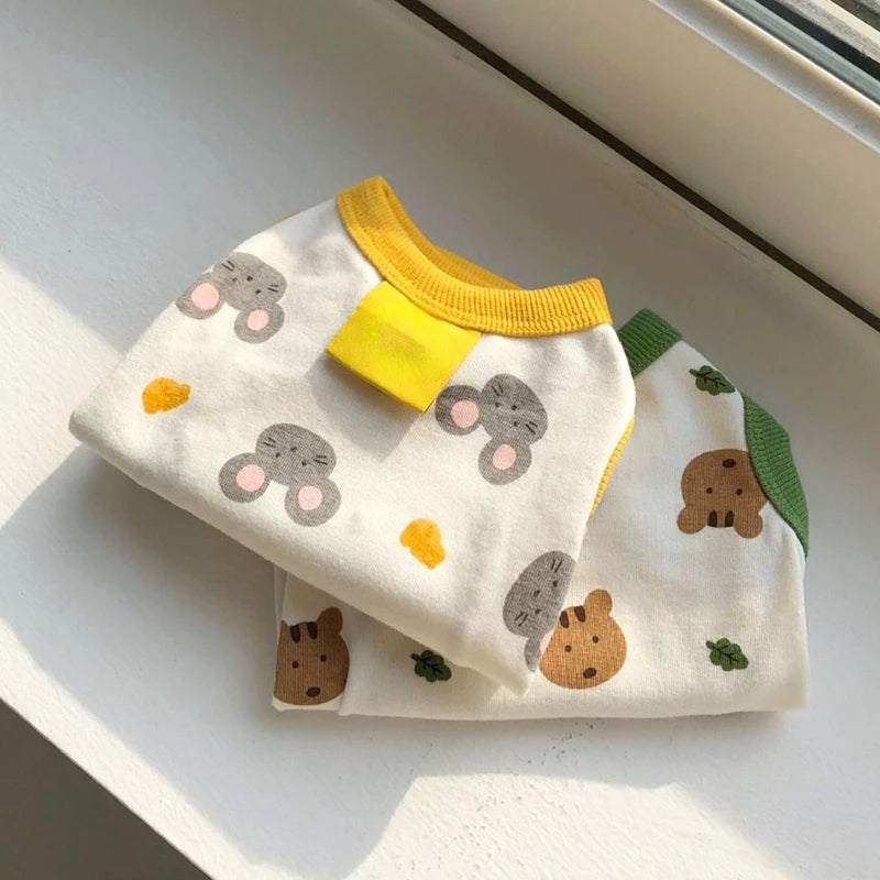 Bear Print Pomeranian Pet T Shirt For Dogs And Cats Summer Breathable