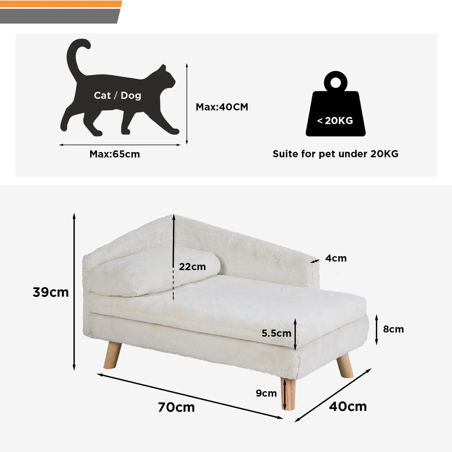 Elevated Pet Bed With Wooden Legs For Dogs And Cats