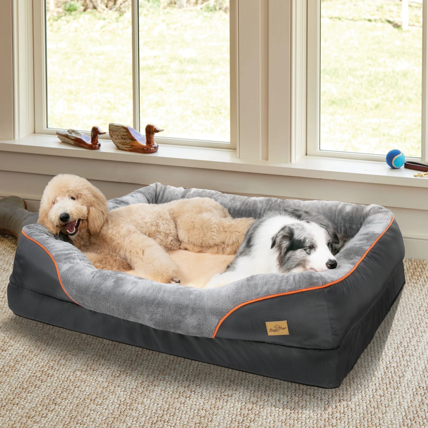 BINGOPAW Anti Allergy Warm Fleece Dog Bed With Removable Waterproof Cover