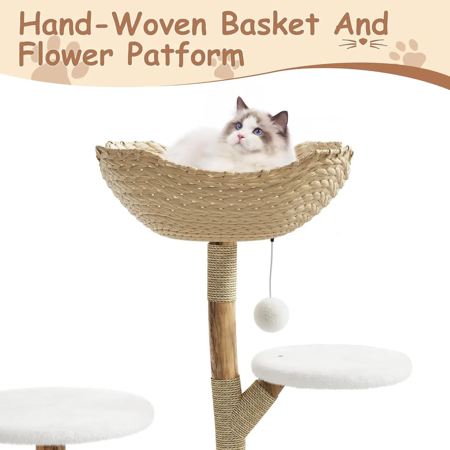 HiMISSCN Multi Level Cat Tree Tower With Bed and Condos