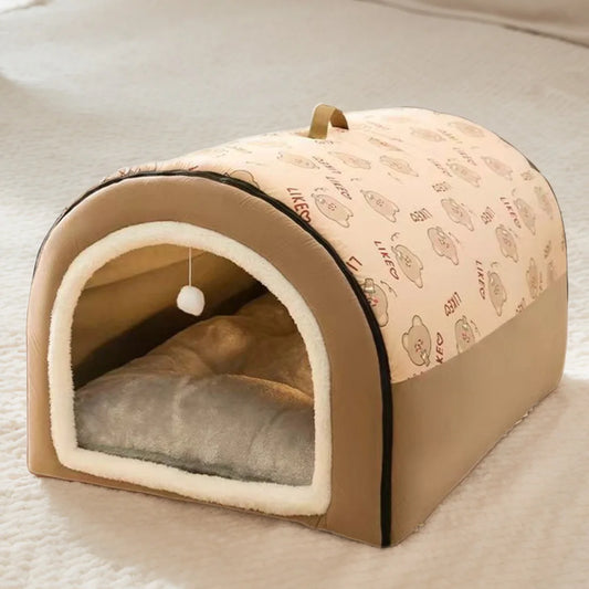 APWIKOGER Dog Bed Nest Plush Cotton Puppy Shelter Castle