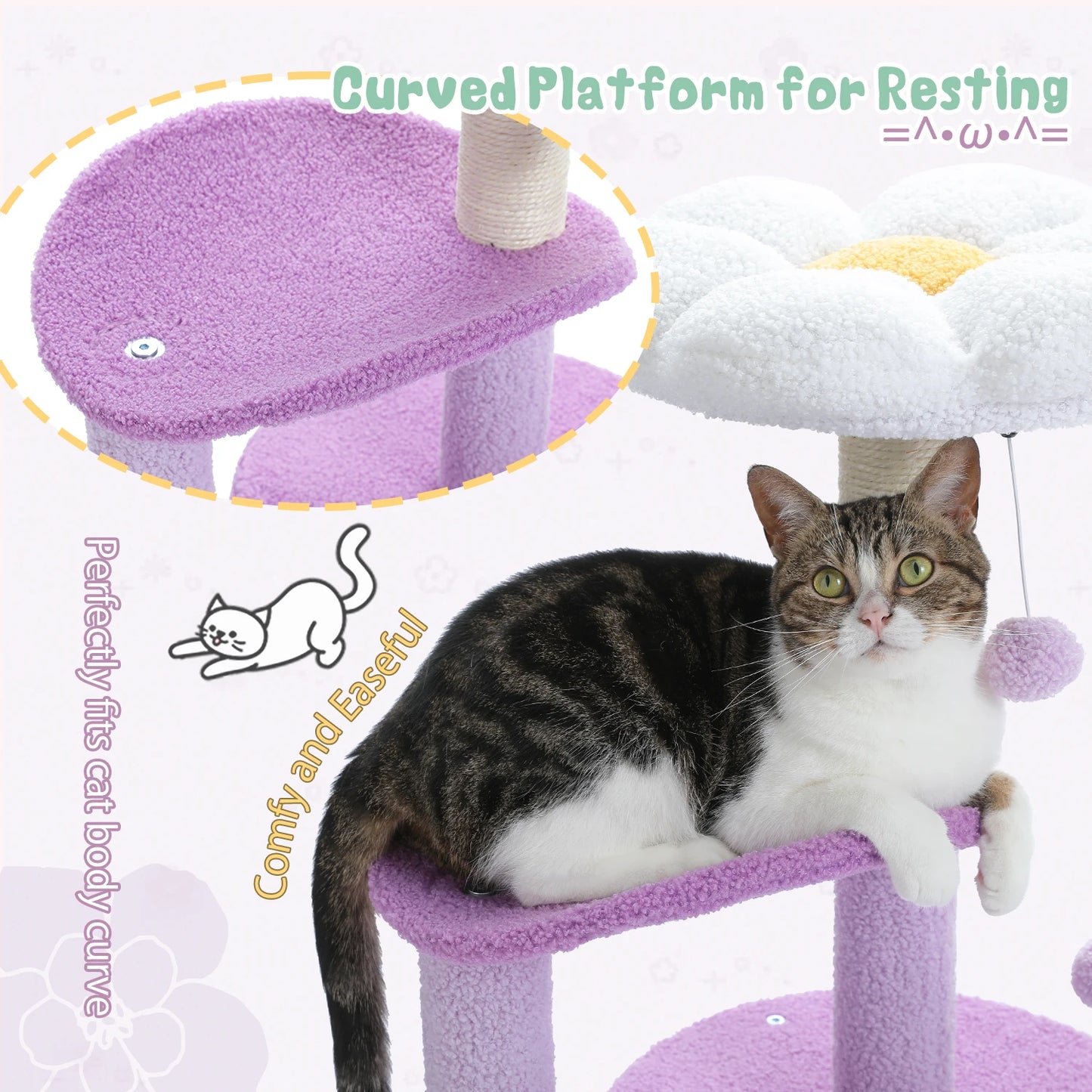 PEQULTICN Flower Cat Tree For Indoor Cats With Plush Perches