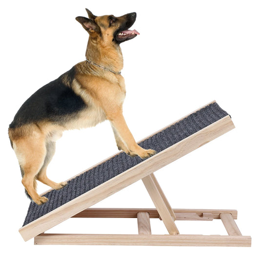 HiMISSDog Wooden Dog Ramp With Adjustable Height Folding Portable