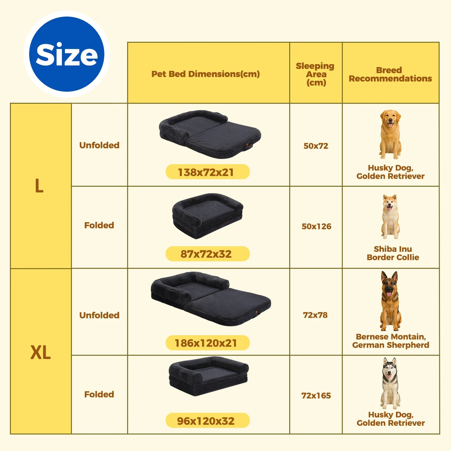 PAWZ Road Foldable Dog Bed Plush Sofa For Large Dogs