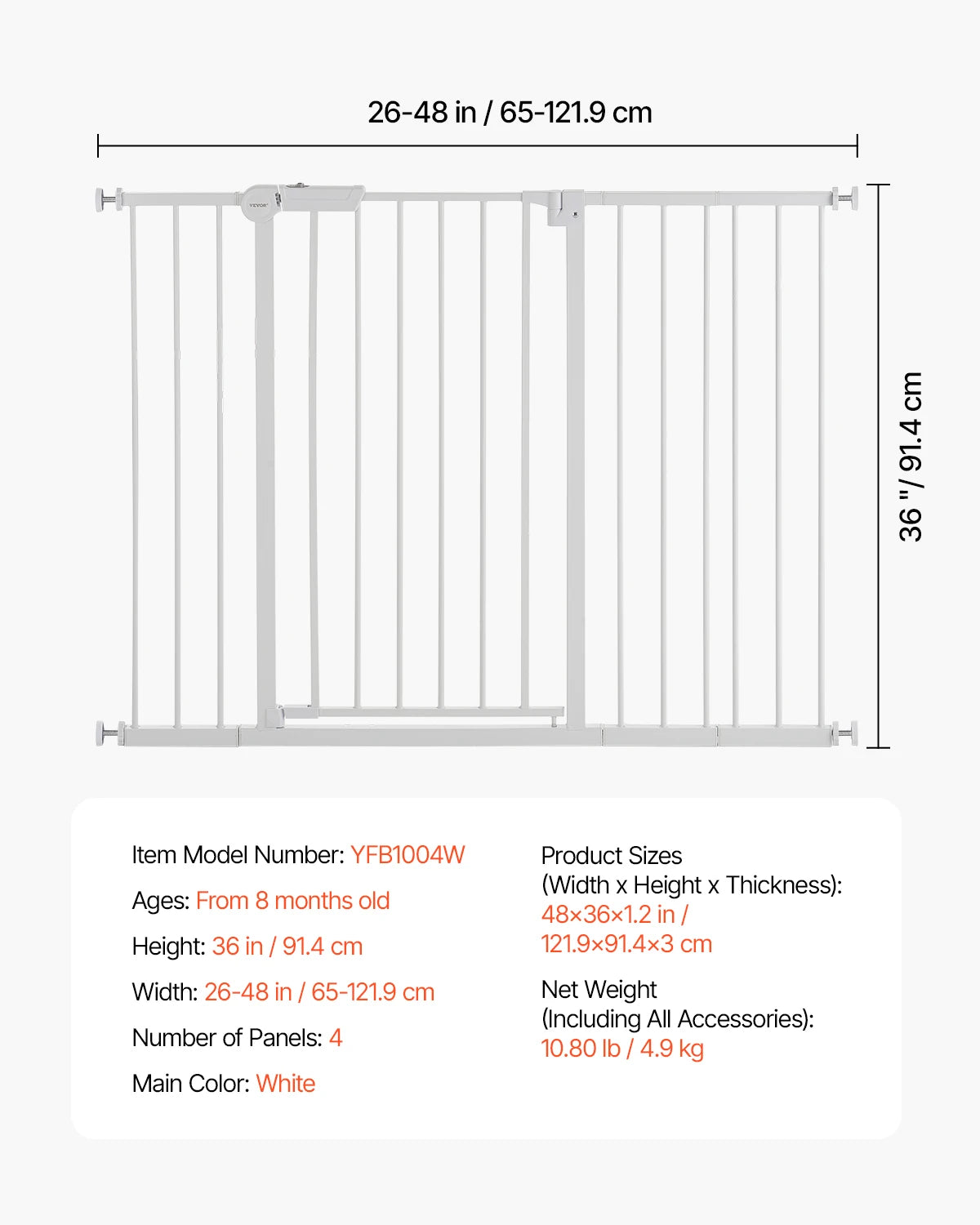 SucceBuy Baby Gate Pressure Mount Walk Through Pet Gate