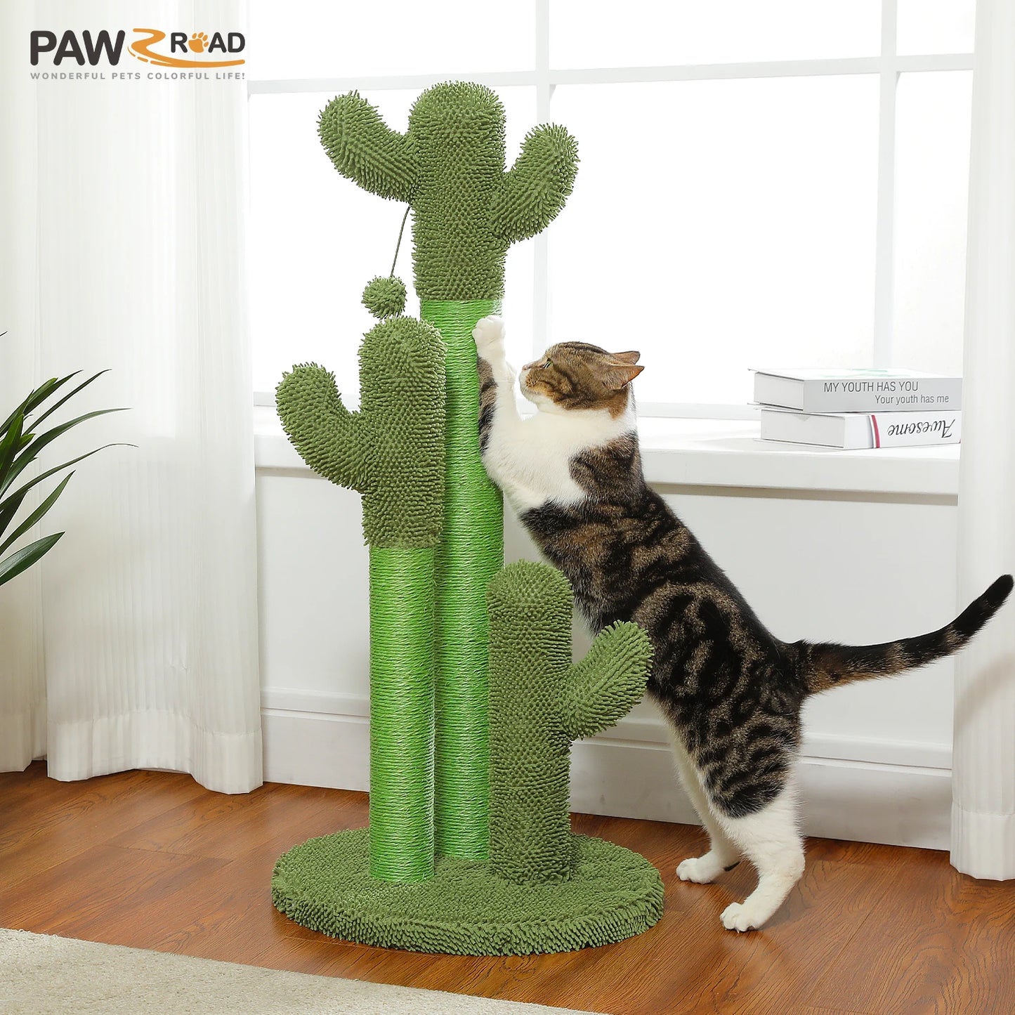 PEQULTICN Cactus Cat Tree With Condo Hammock Ball Scratcher