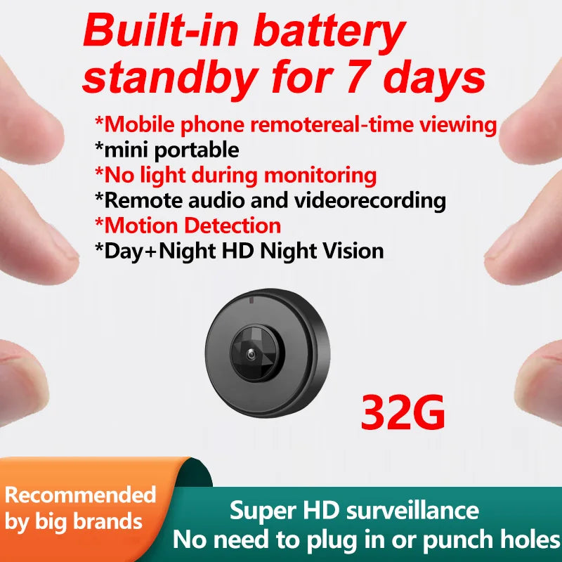 D Brand Ultra-High-Definition Small Camera Wireless Monitor for Home Use, Wifi Remote Mobile Phone 360-Degree Panoramic Mini Camera for Indoor Home Use, No Need for Power Plug, Cat Eye, Non-Miniature, Non-Invisible, Non-Conce