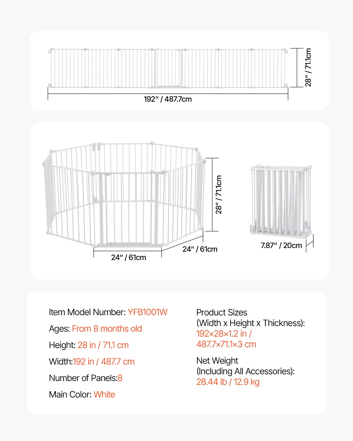 SucceBuy Baby Gate Pressure Mount Walk Through Pet Gate