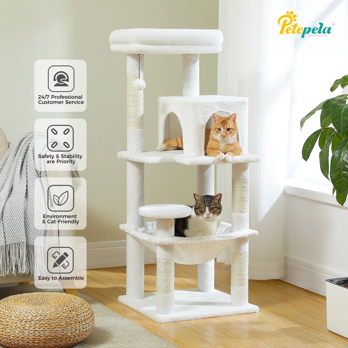 PETEPELACN Cat Tree Indoor 5-Tier Cat Tower With Metal Frame
