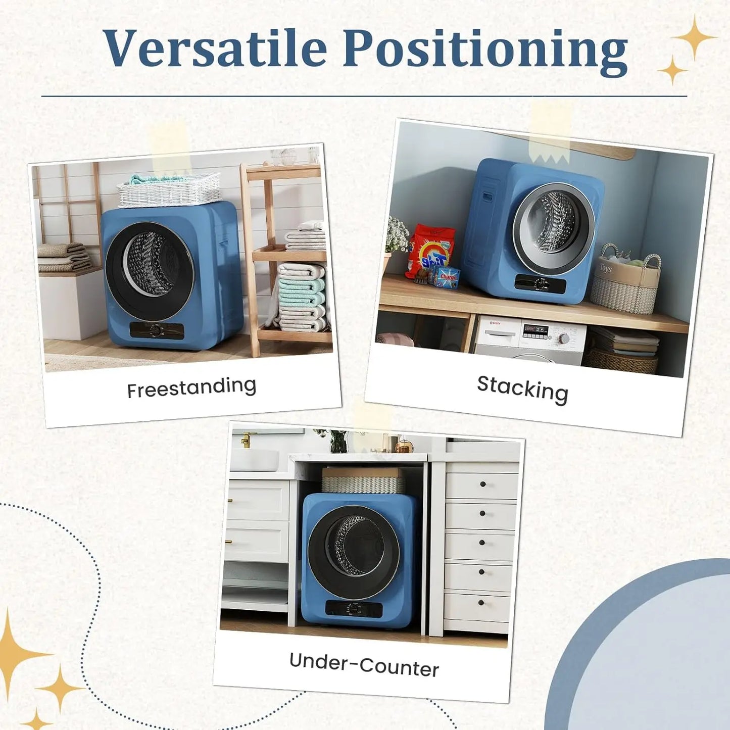 Portable Front Load Electric Clothes Dryer With Stainless Drum